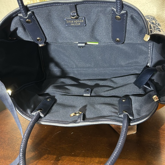 Kate Spade Flower Jacquard Stripe Everything Medium Tote Blue Multi. - Picture 8 of 14